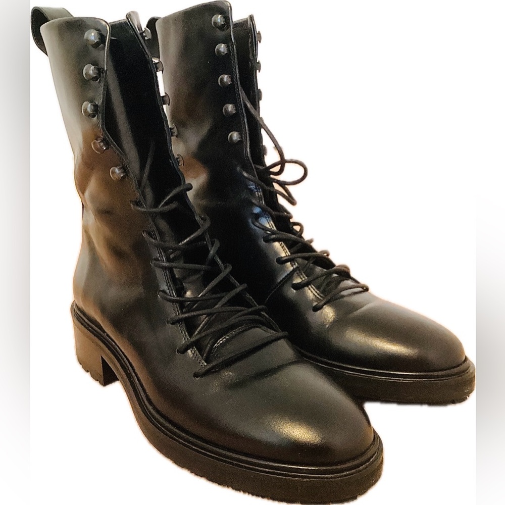 Aeyde Black Leather Combat Boots